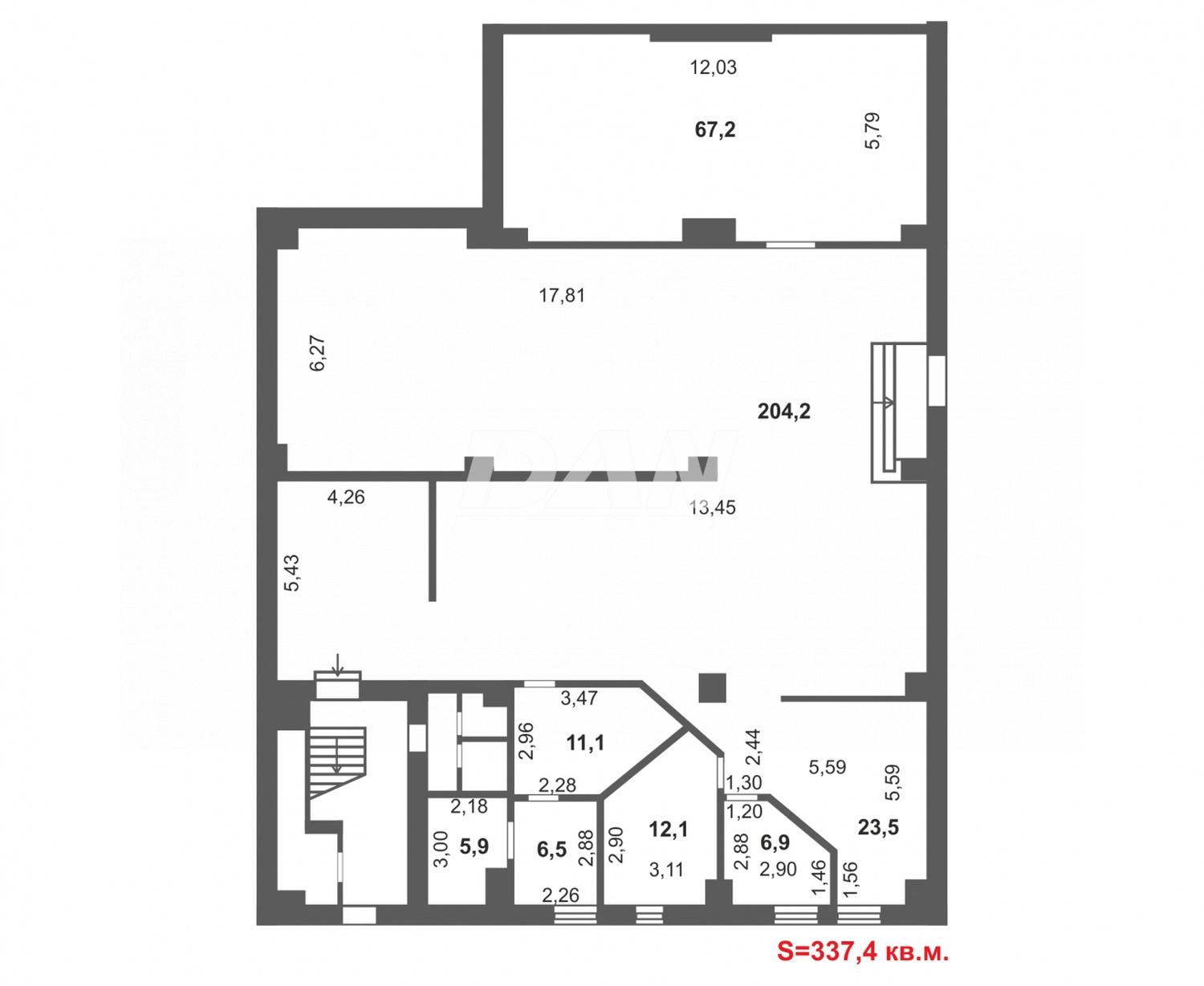 Торговое помещение 337,4 м²