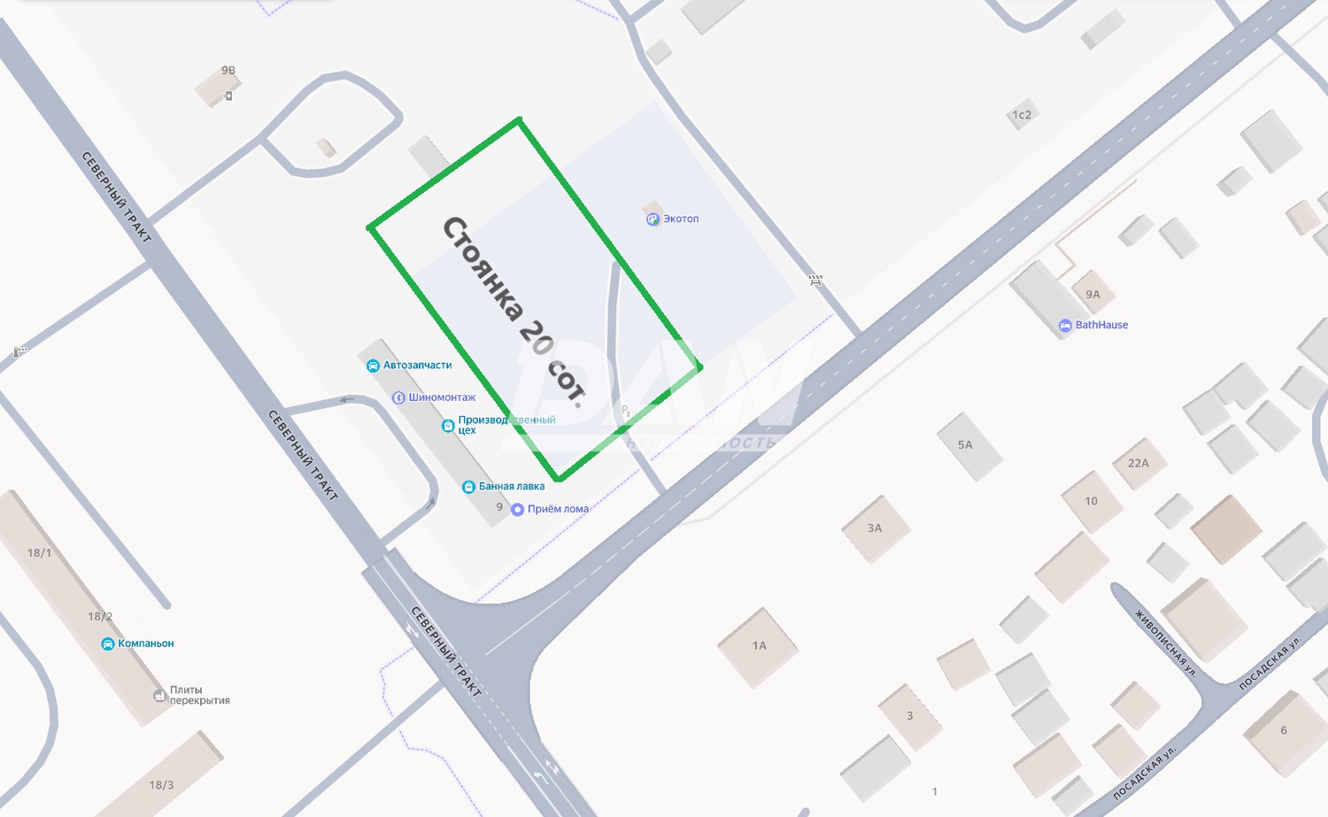 Земли коммерческого назначения 800 м²