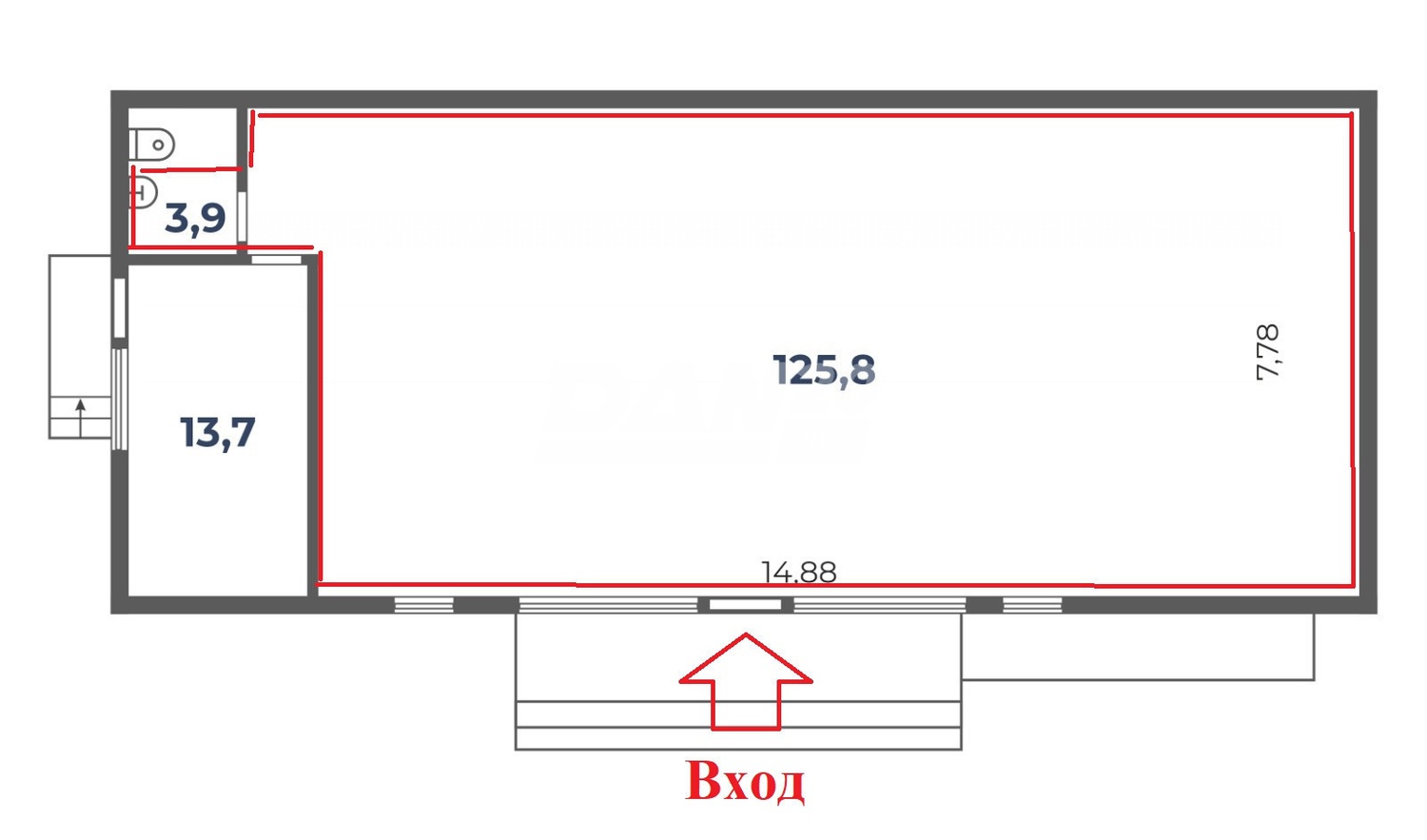Торговое помещение 120 м²
