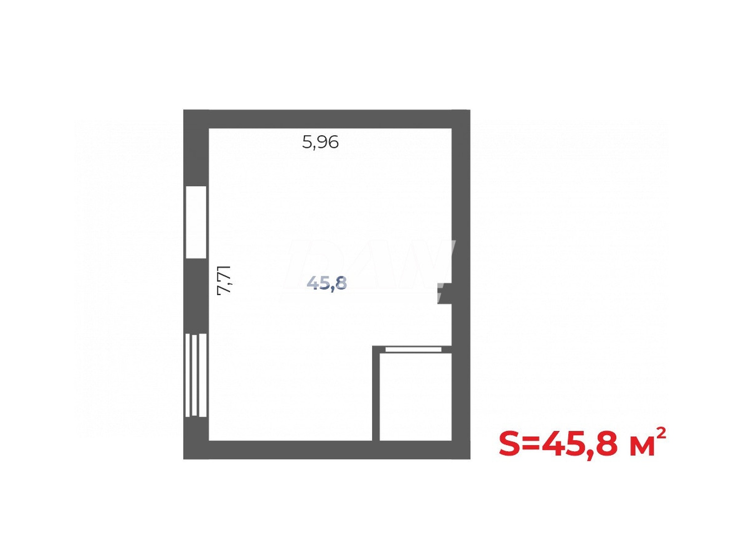 Торговое помещение 45,8 м²