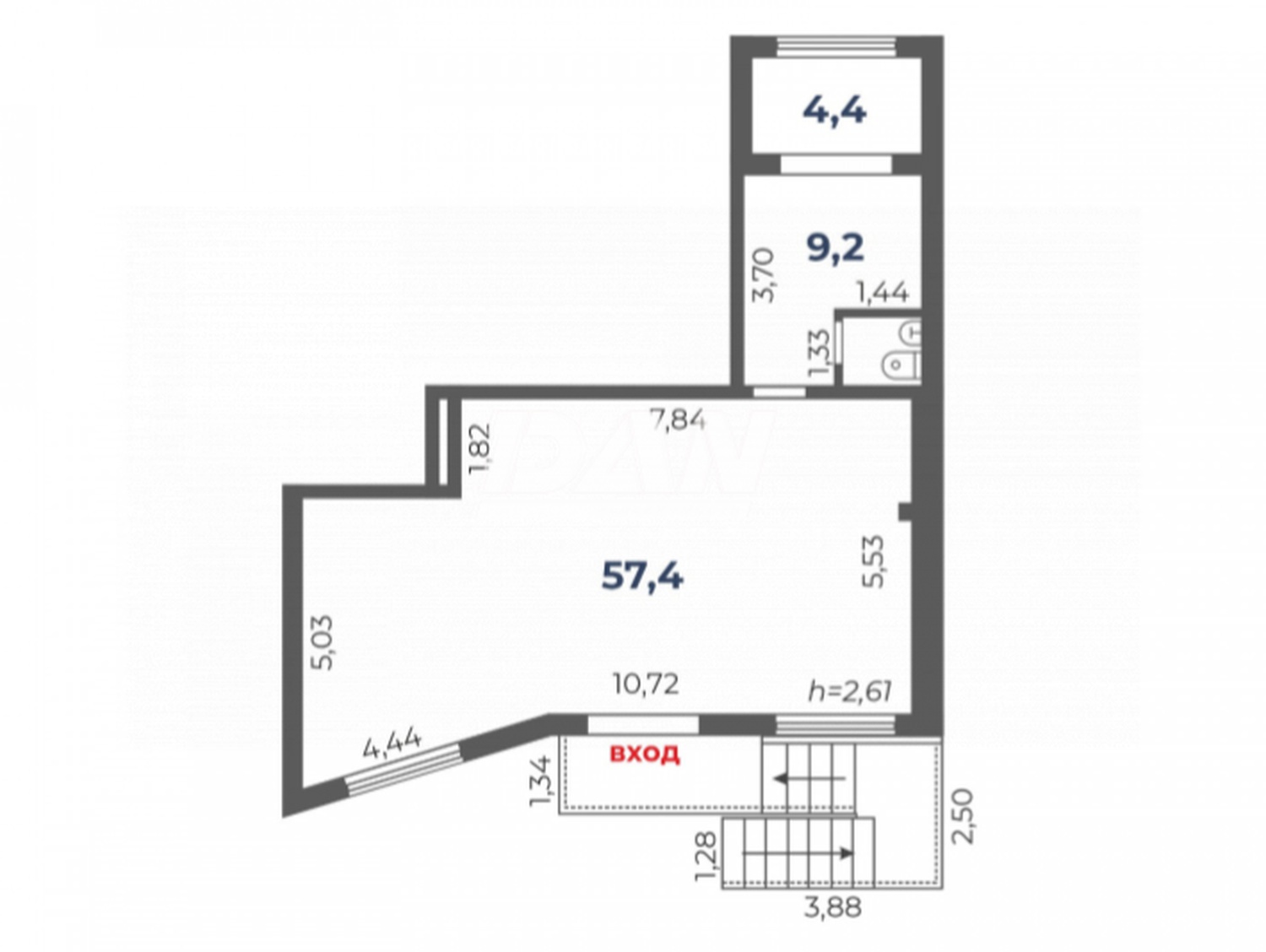 Торговое помещение 72,7 м²