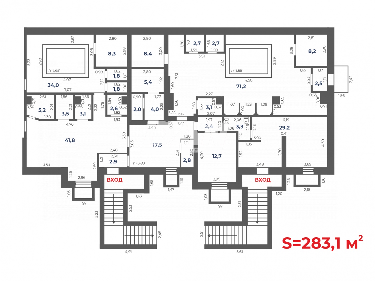 Торговое помещение 283 м²