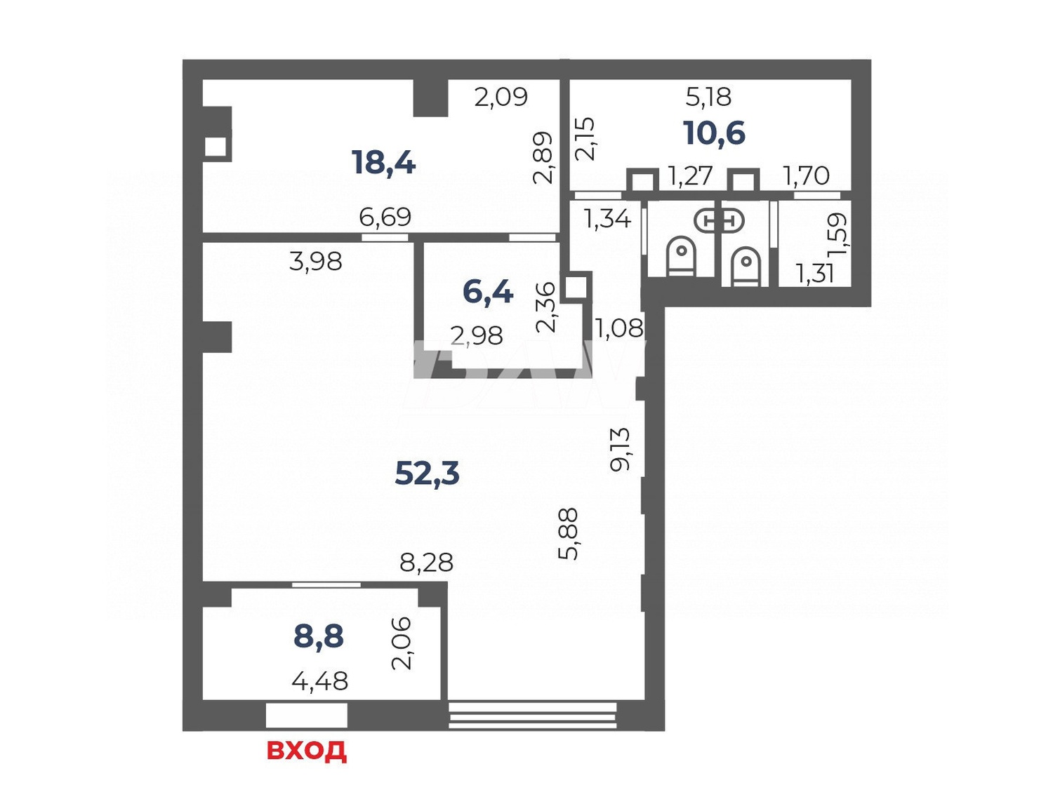 Помещение свободного назначения 102 м²