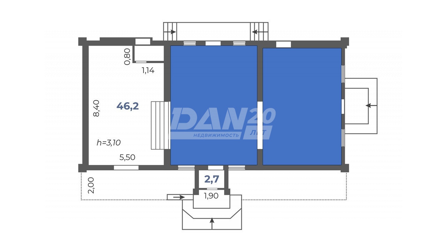 Торговое помещение 46,2 м²