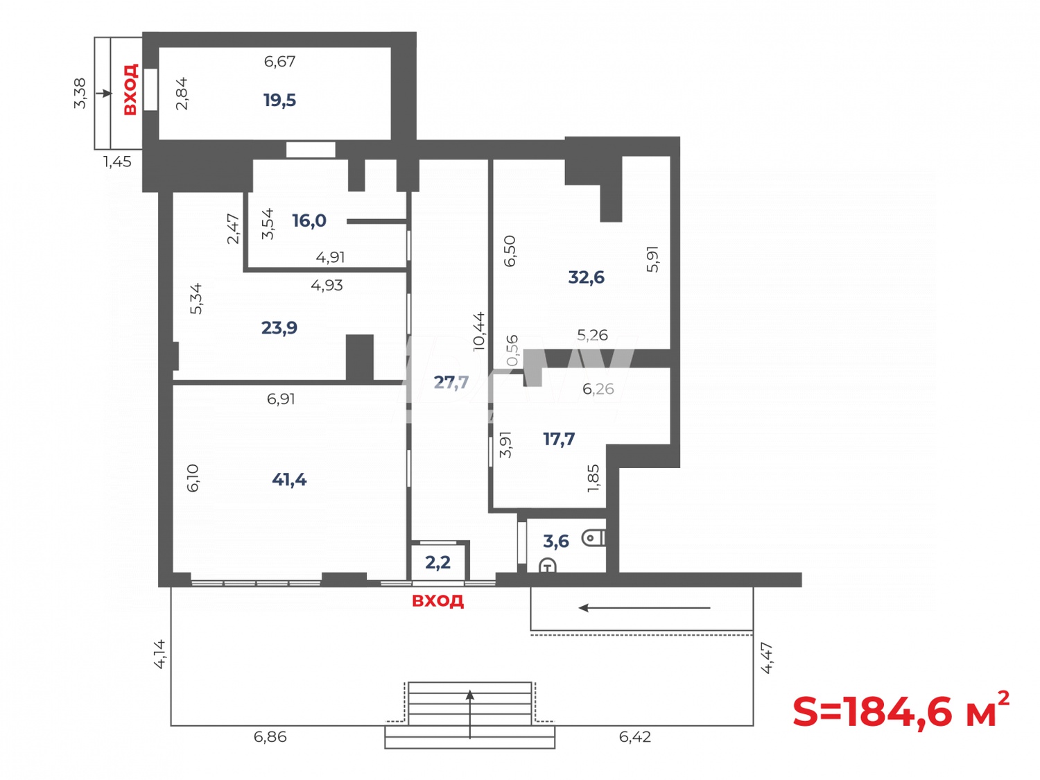 Торговое помещение 184,6 м²
