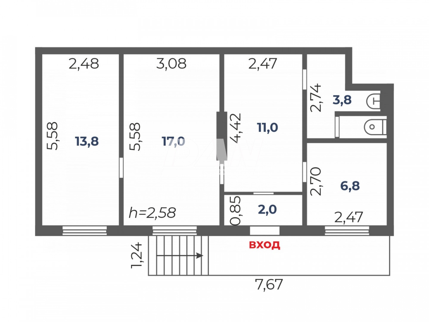 Помещение свободного назначения 55,6 м²