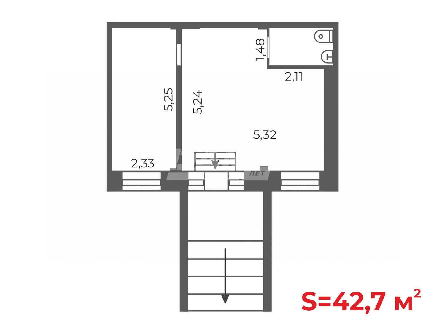 Торговая площадь 42,7 м²