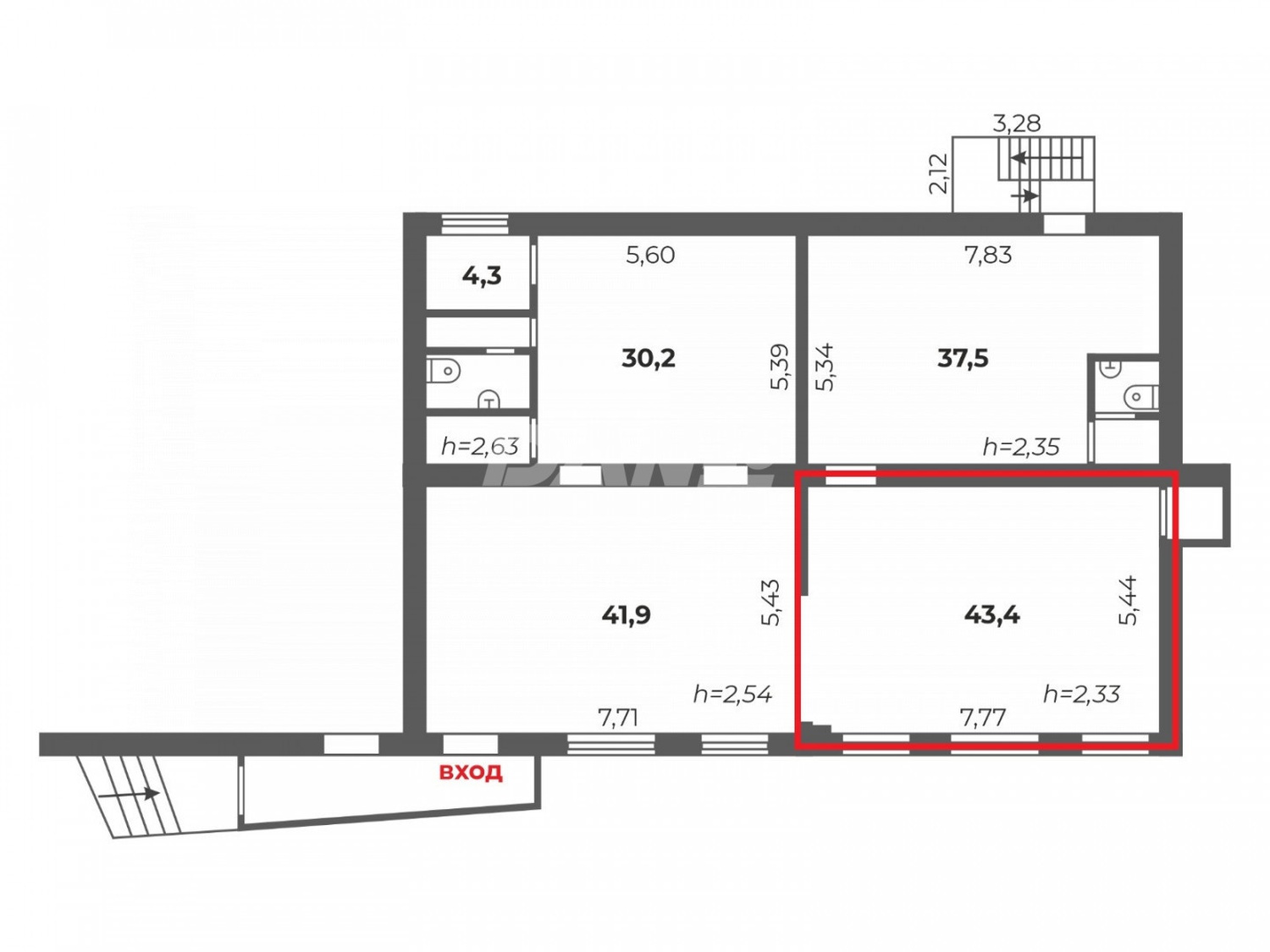 Помещение свободного назначения 43,4 м²