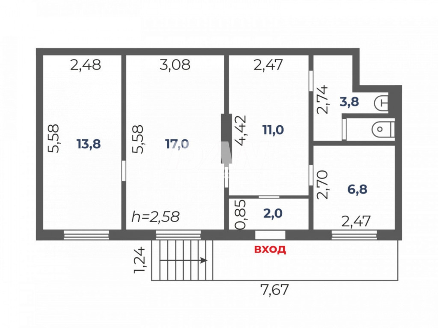 Помещение свободного назначения 55,6 м²
