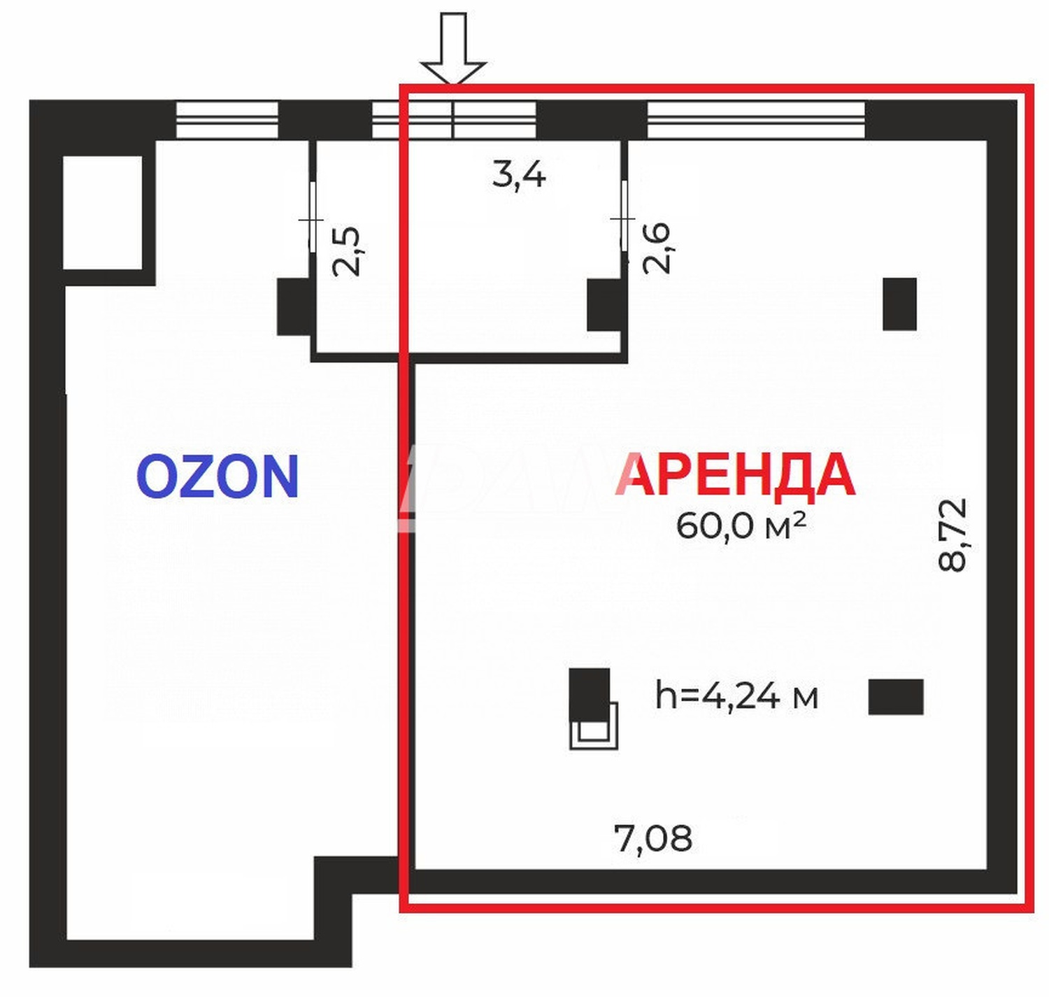 Помещение свободного назначения 60 м²