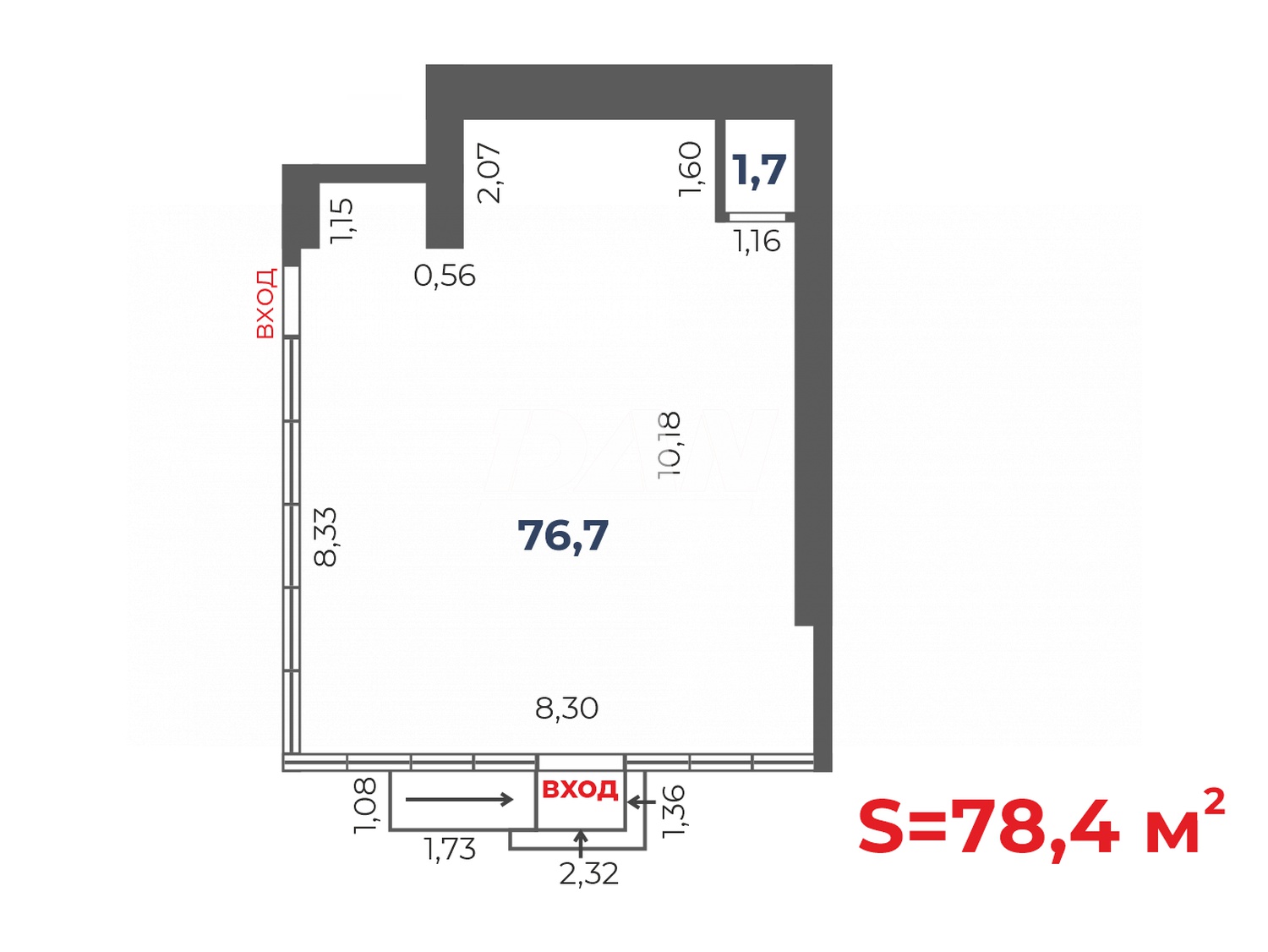 Торговое помещение 78 м²