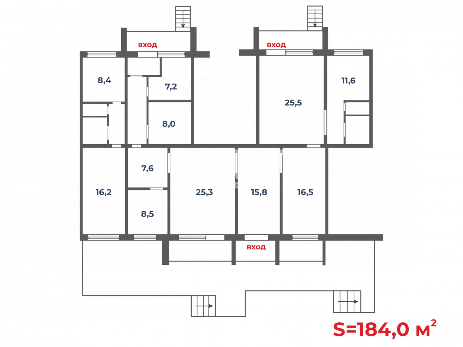 Помещение свободного назначения 184 м²