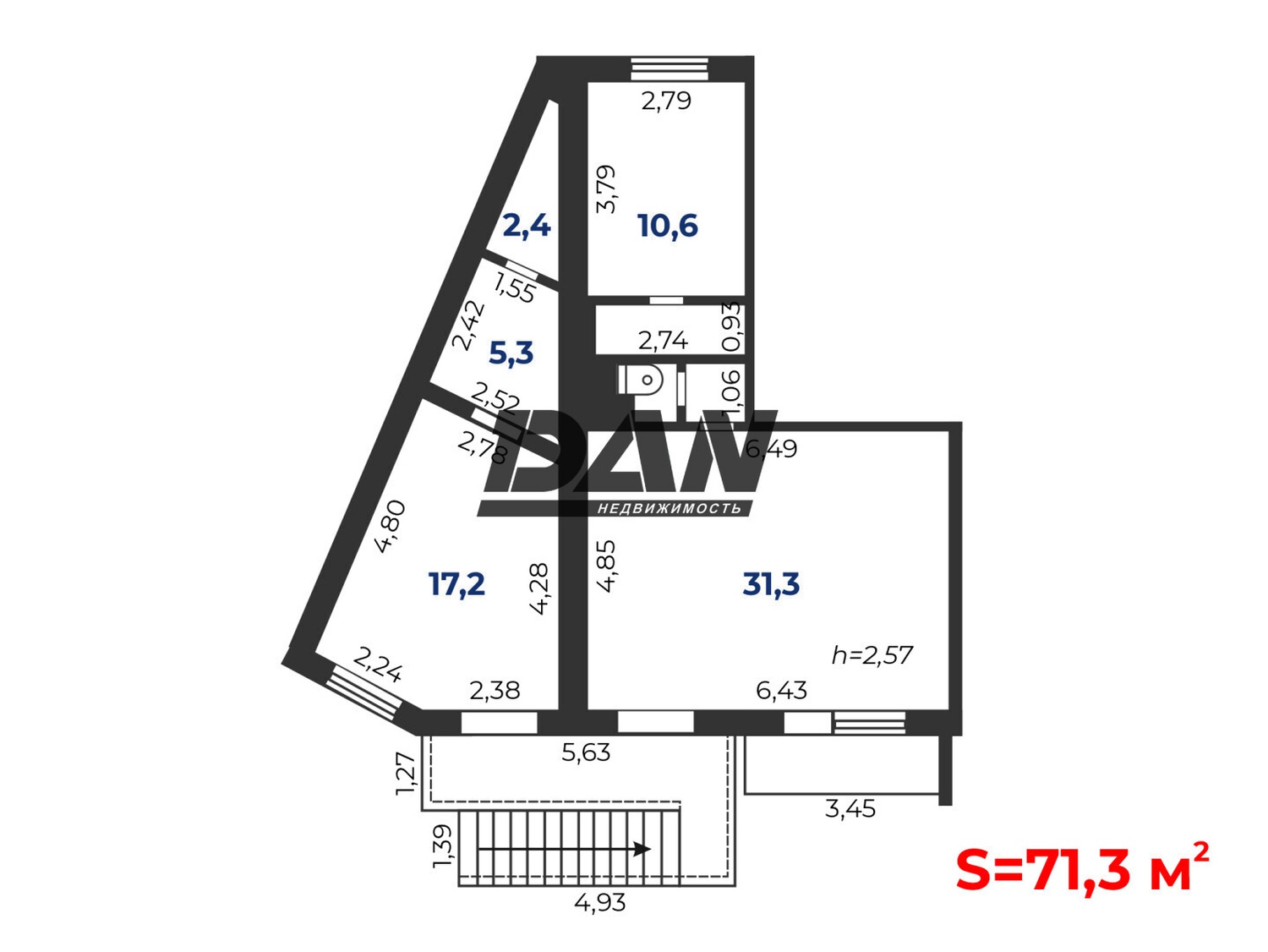 Торговая площадь 71 м²
