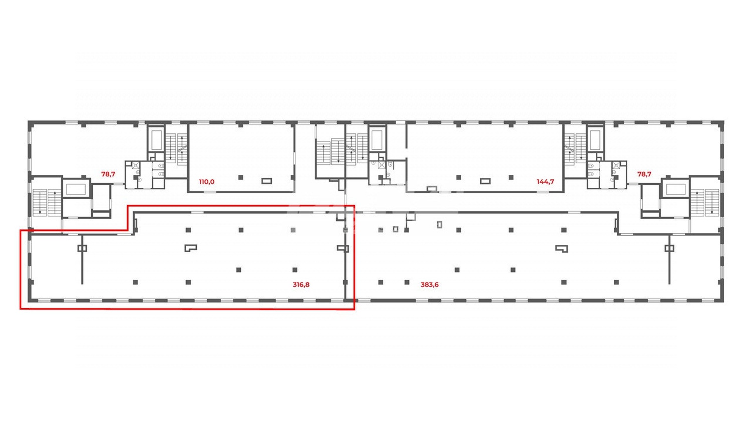 Торговая площадь 316,8 м²