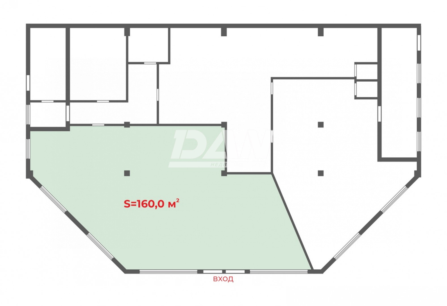 Помещение свободного назначения 160 м²