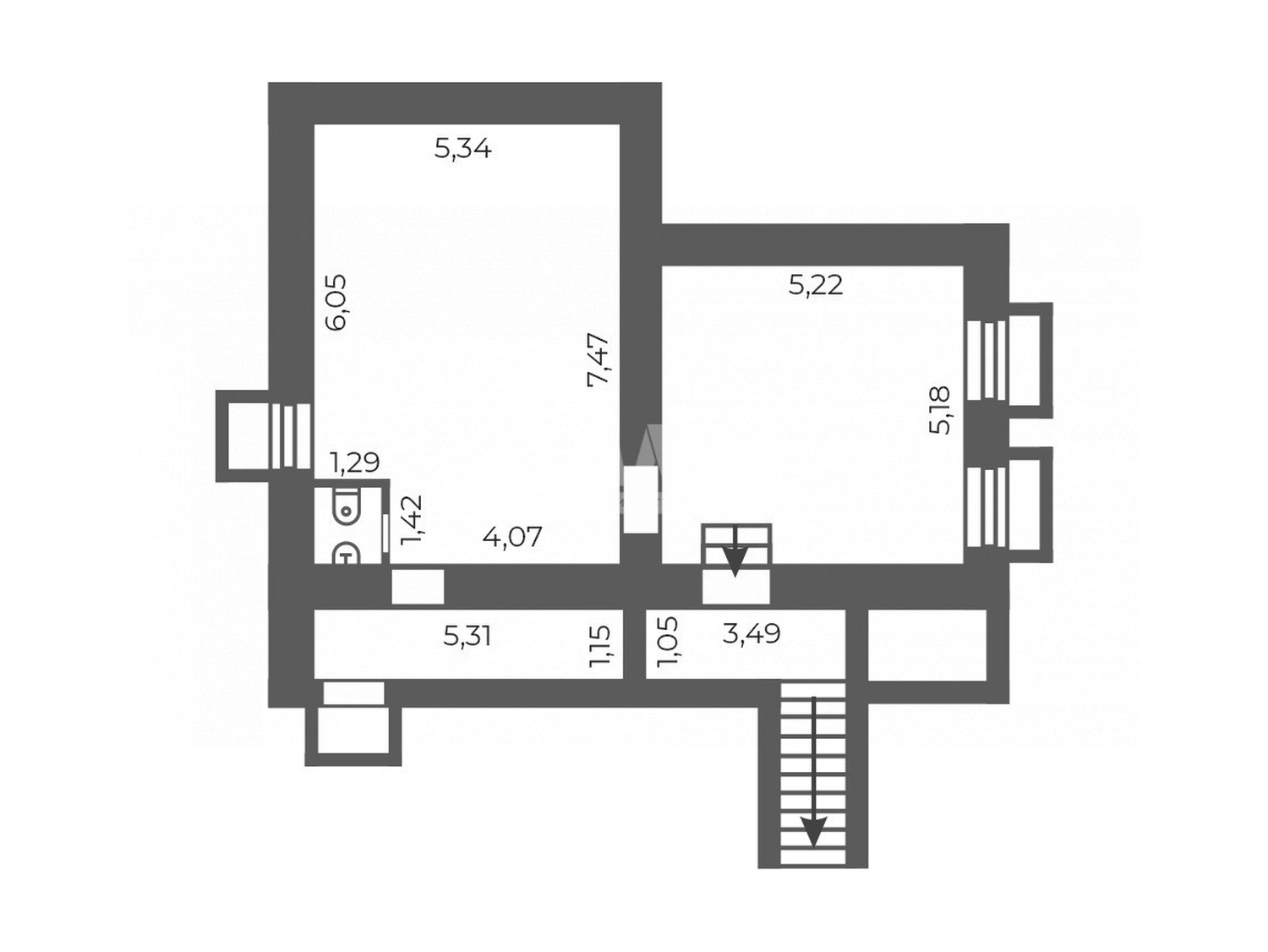 Торговая площадь 77,7 м²