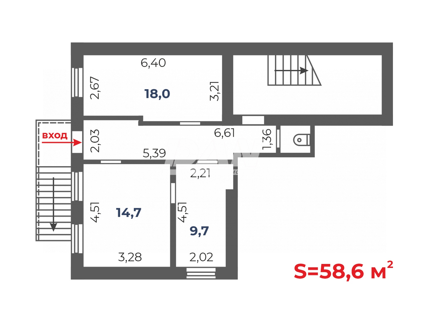Офис 58,6 м²