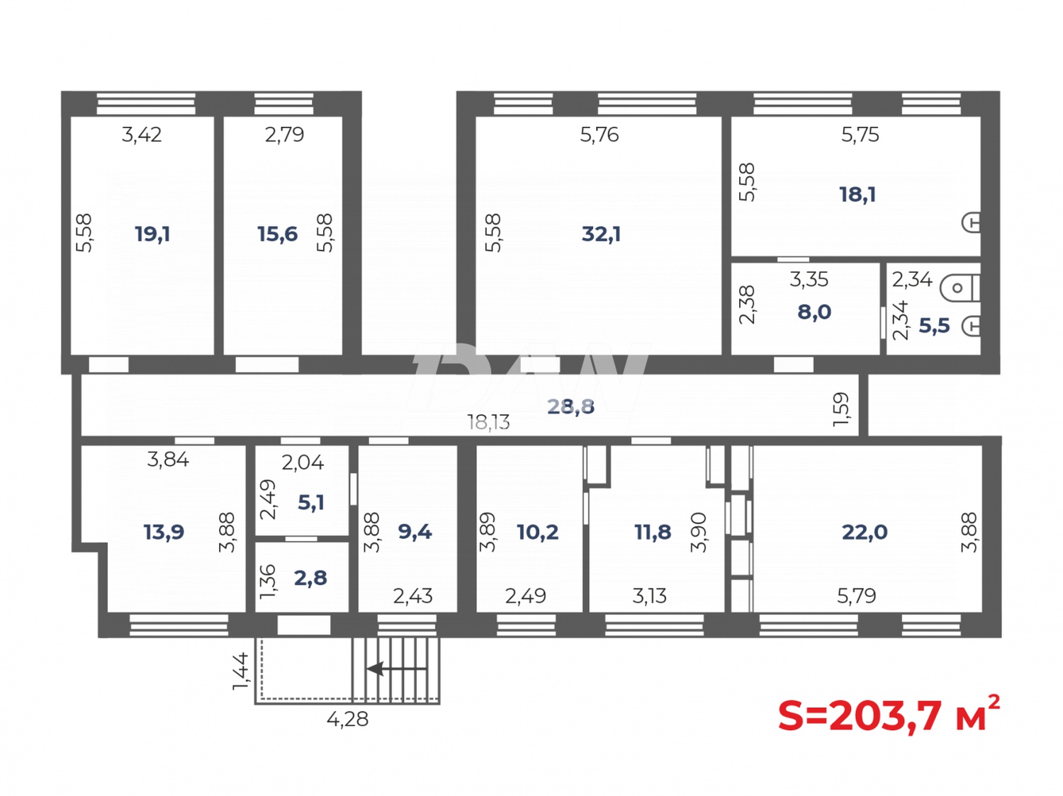 Торговая площадь 203 м²