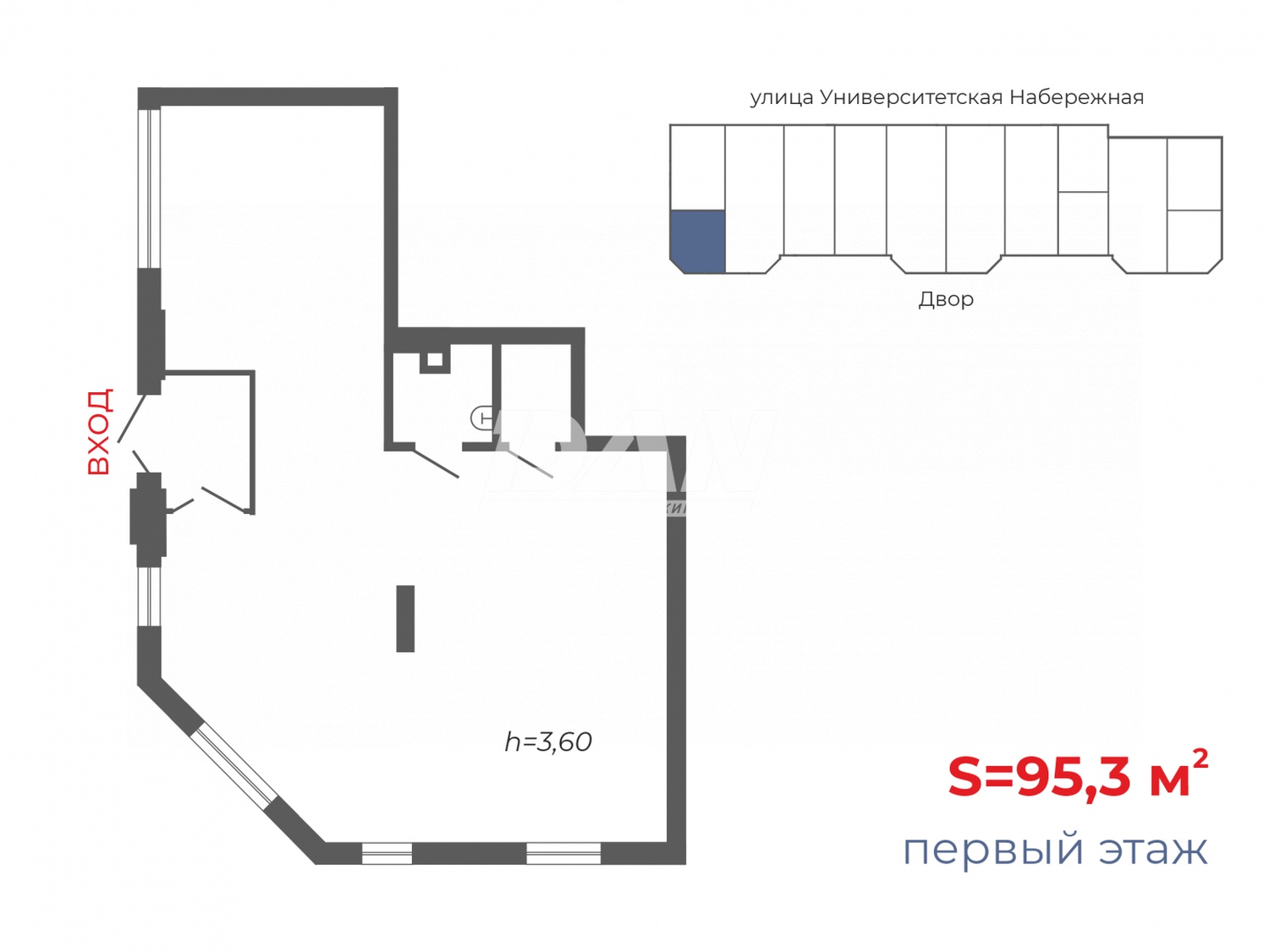 Торговая площадь 95,3 м²