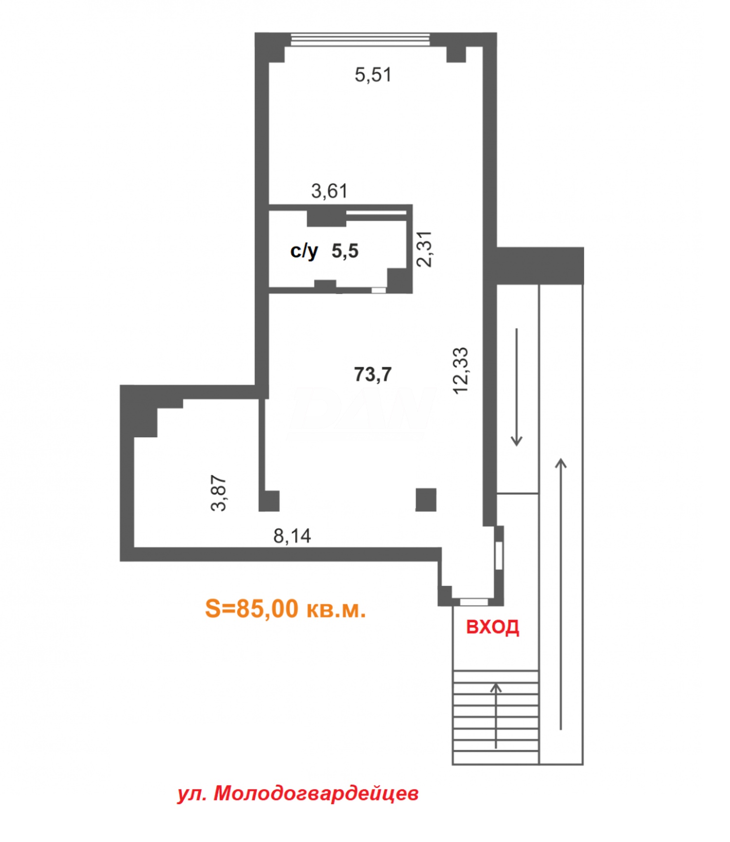 Торговое помещение 85 м²