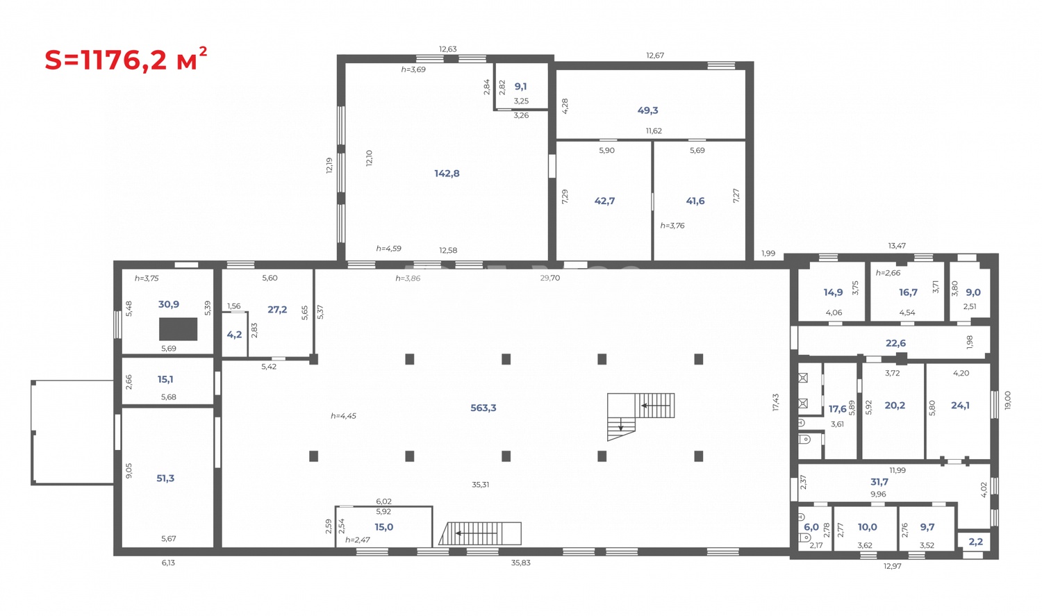 Производственное помещение 1200 м²