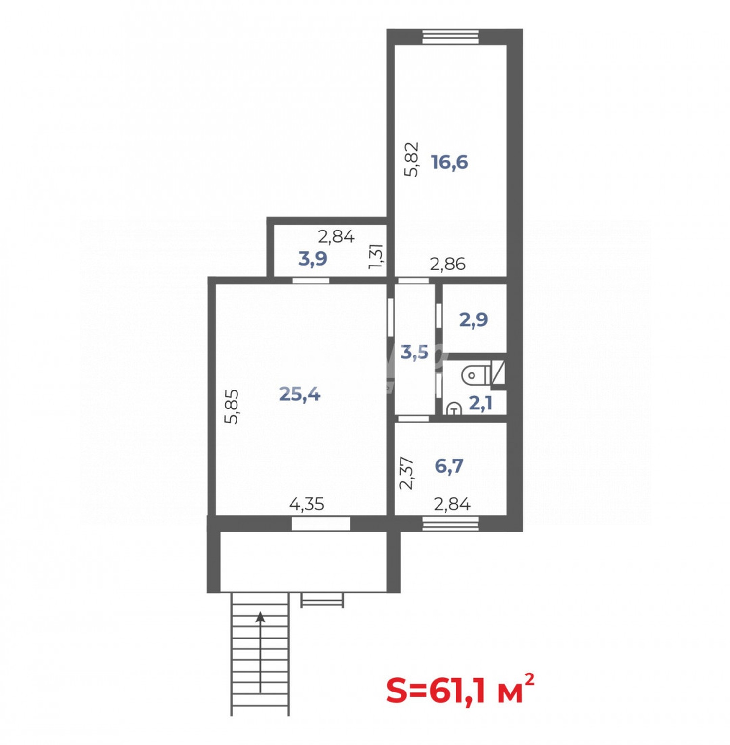 Торговое помещение 61 м²