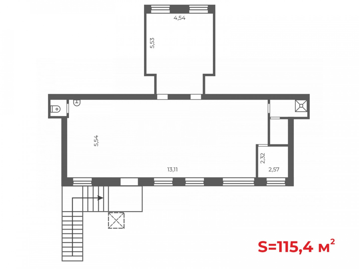 Помещение свободного назначения 115,4 м²