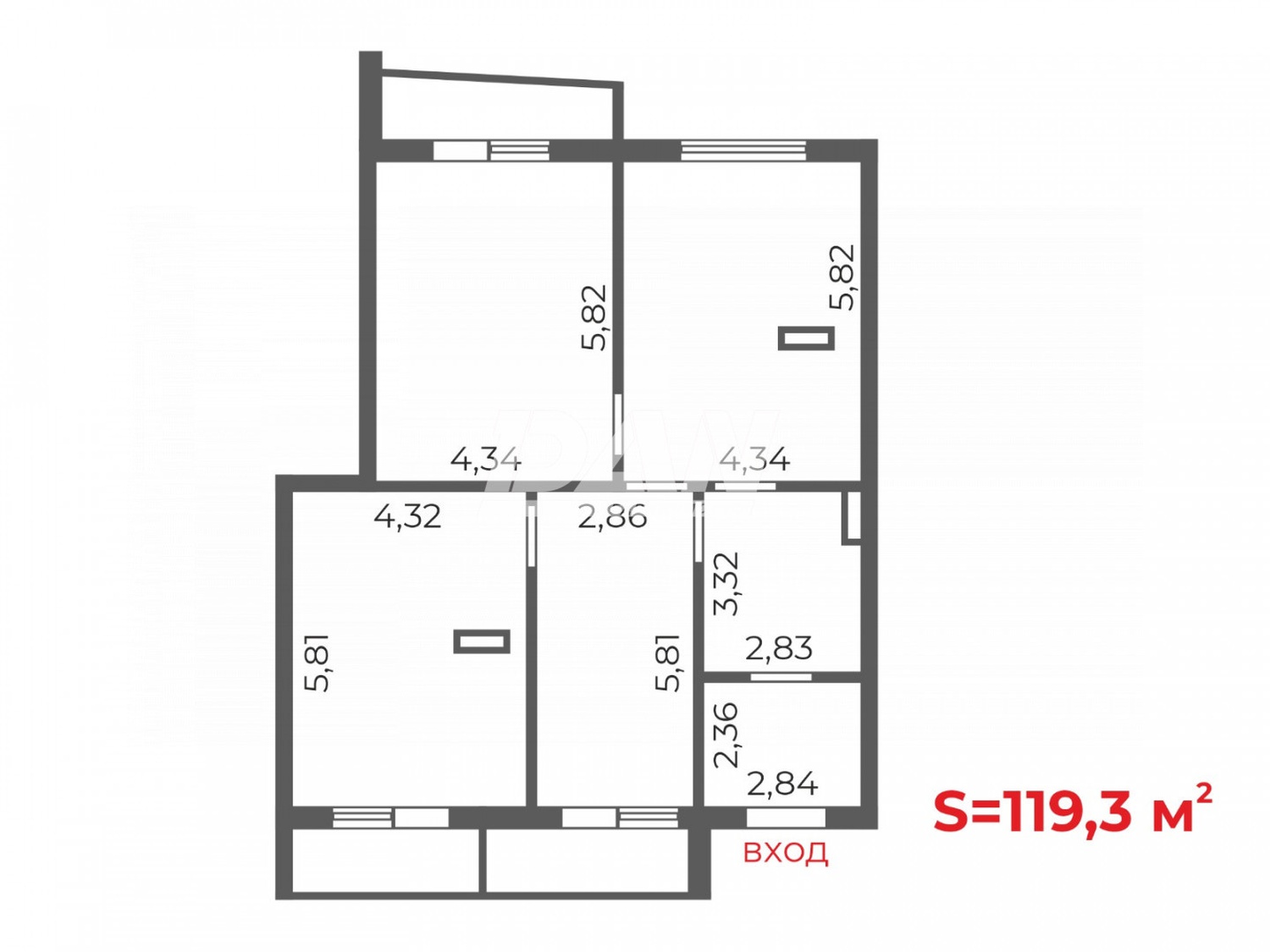 Помещение свободного назначения 119,3 м²