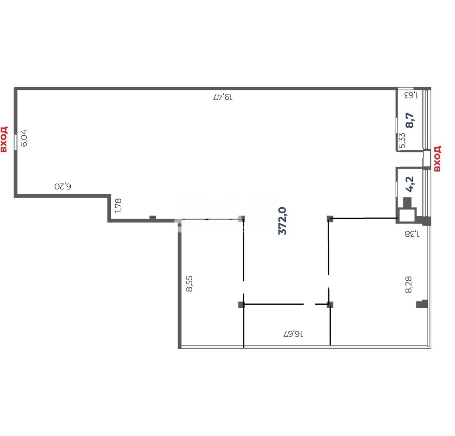 Торговое помещение 372 м²