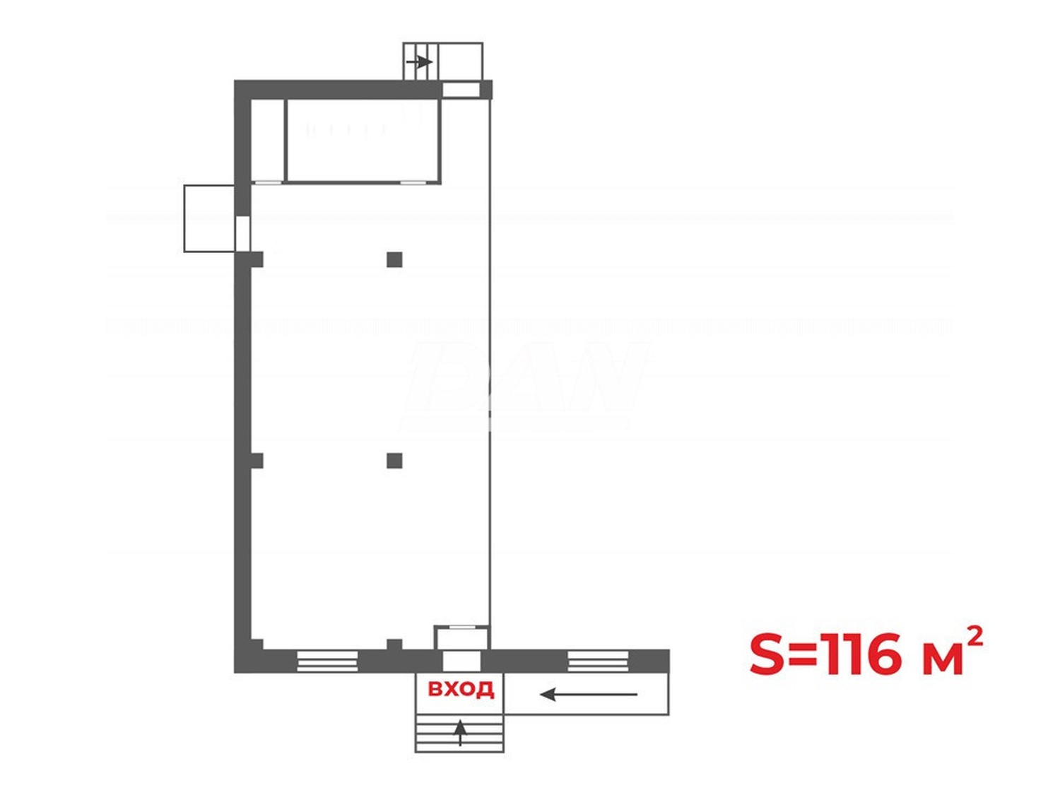 Торговое помещение 116 м²