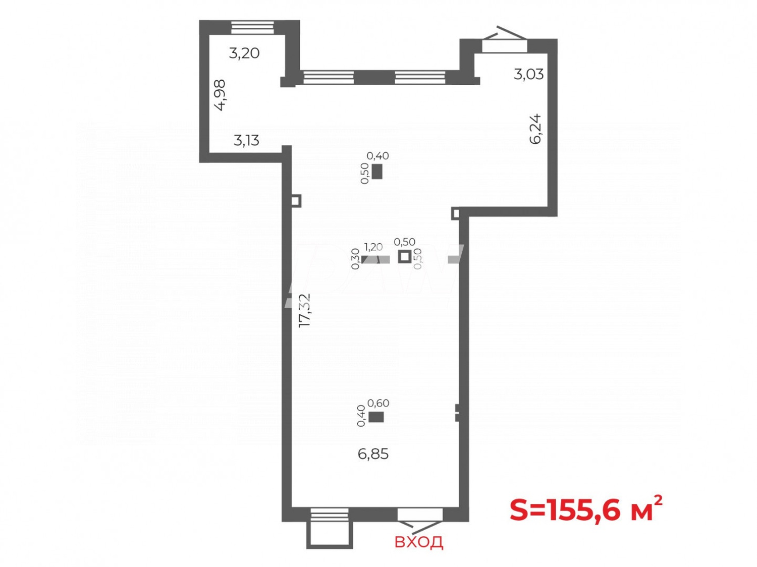 Торговое помещение 155,6 м²