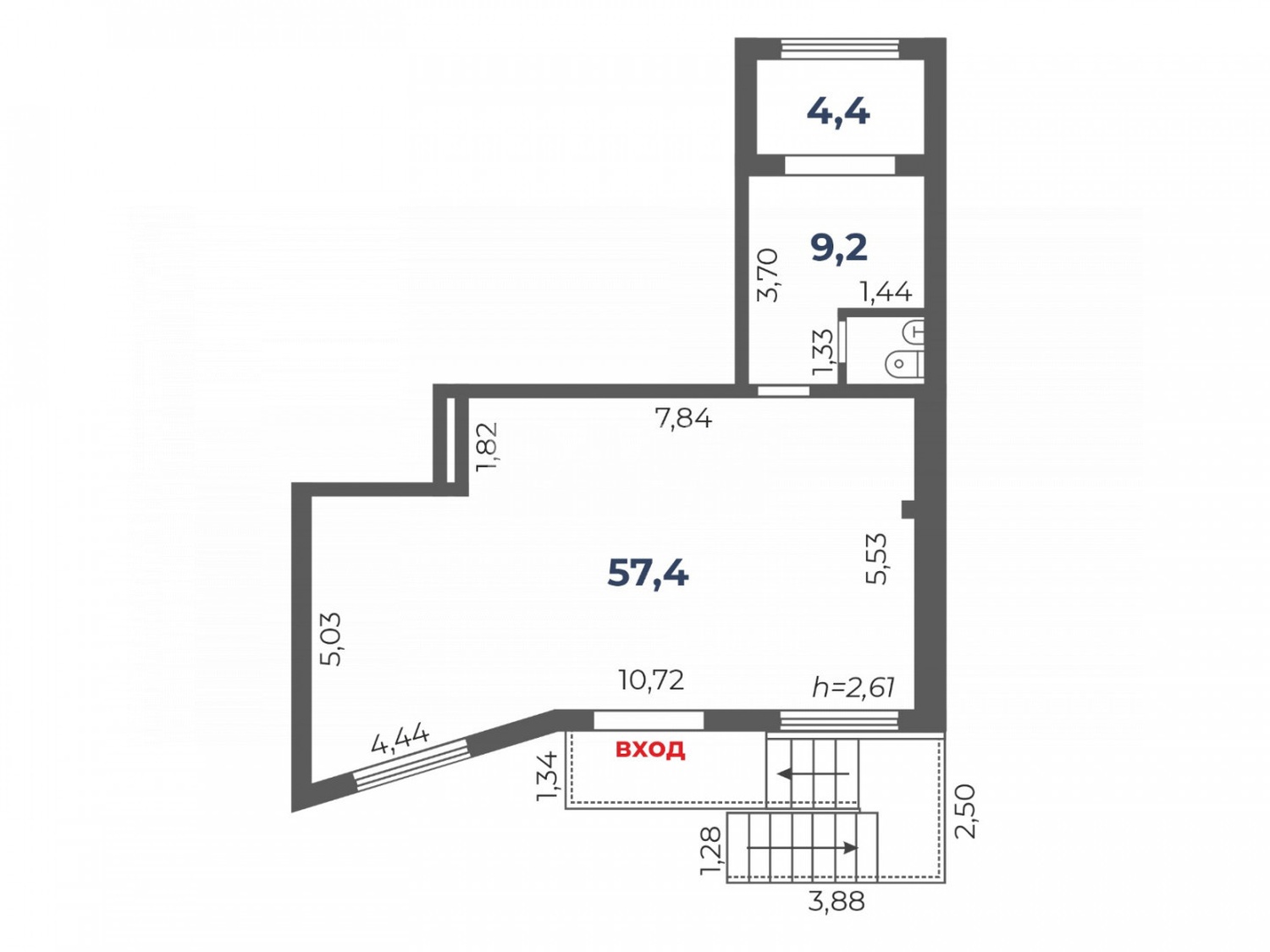 Торговая площадь 72,7 м²
