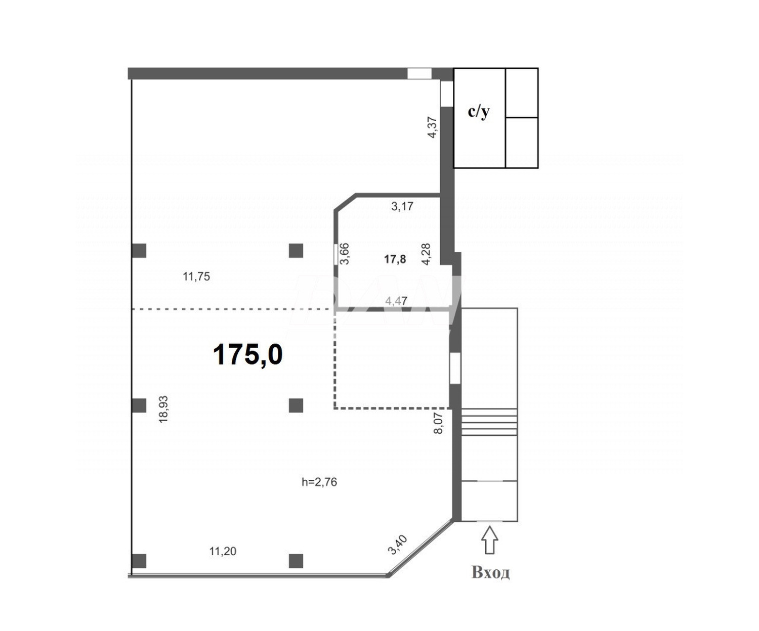 Торговое помещение 175 м²