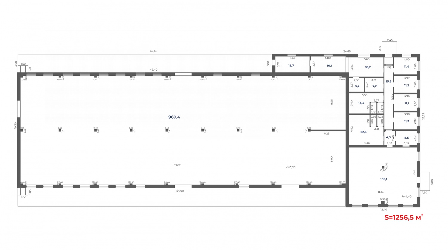 Производственное помещение 1256 м²
